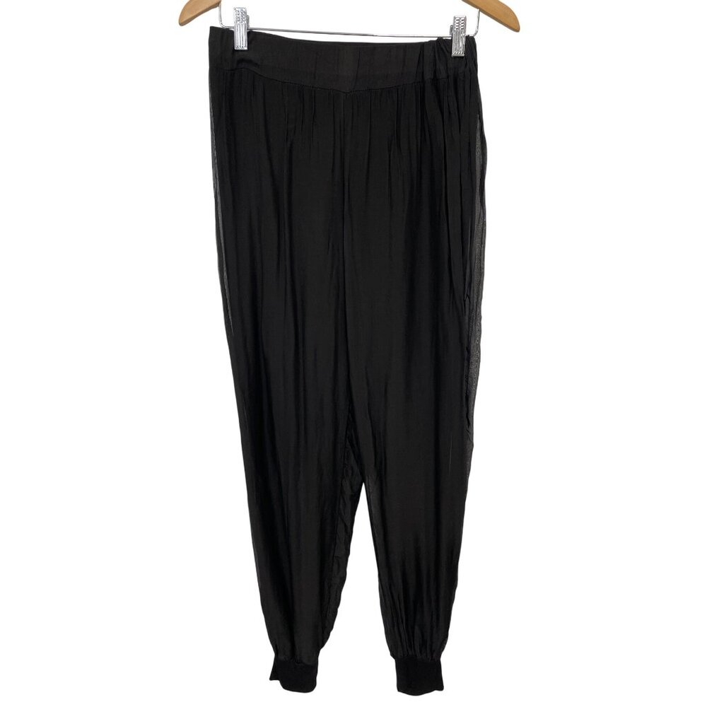 Gigi Moda Jogger Pants Size Small Pull On High Rise Silk Black Lounge Comfort